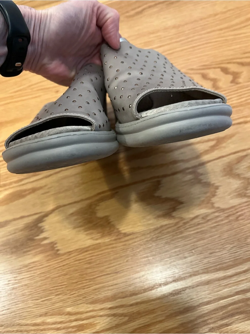 Skechers Gray Slip-On Comfort Slide Wedges